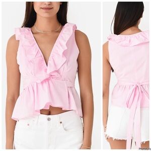 NEVER A WALLFLOWER Women's Ruffle Wrap Top M (Fit small) PINK